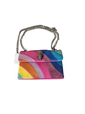 Kurt Geiger Mini Kensington Leather Crossbody Bag Rainbow Crystals Pride LGBTQ
